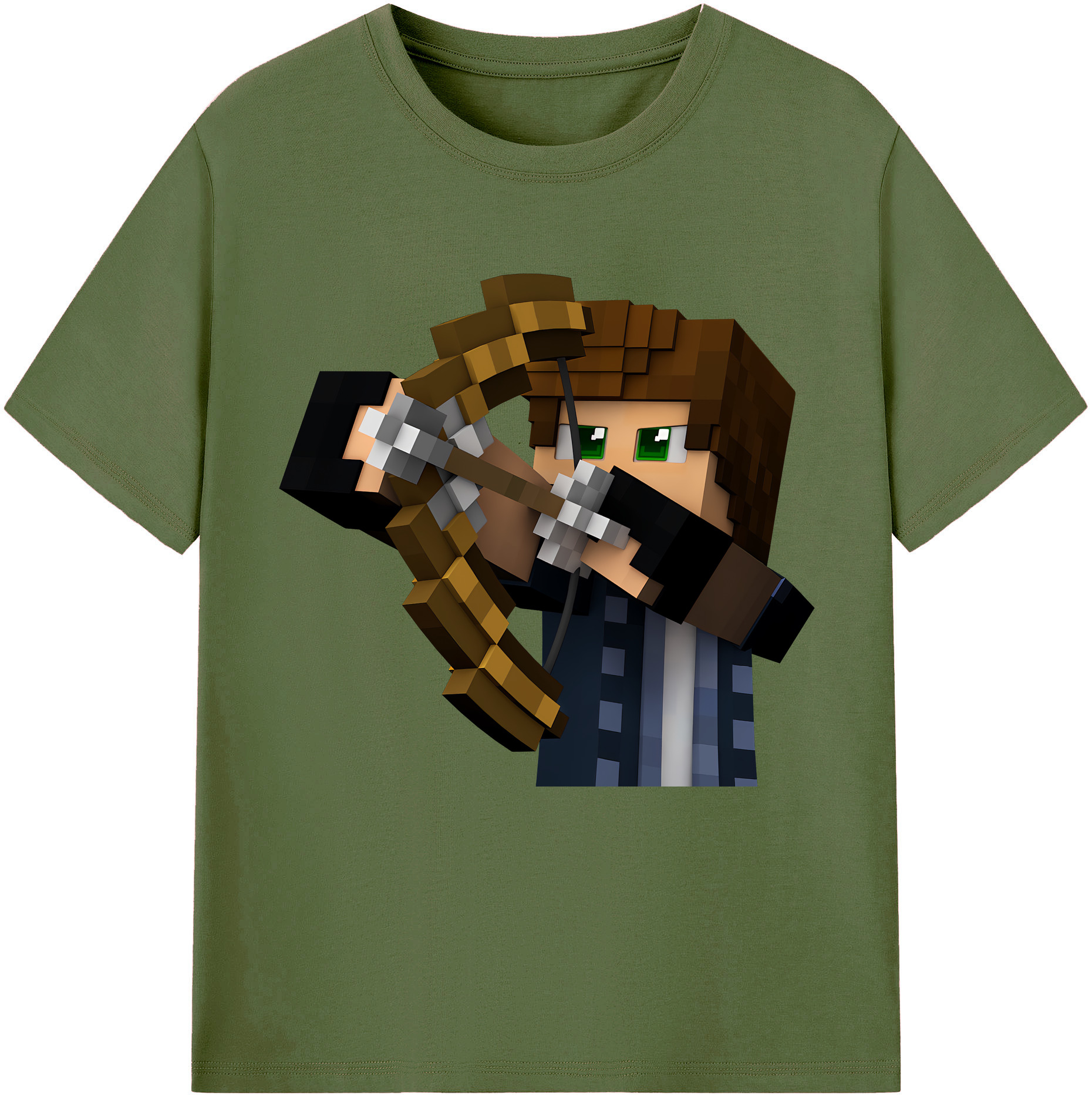 （画像用） マインクラフト ブロックの世界 Minecraft MC Block world 綿100％半袖Tシャツ（フロントプリント）